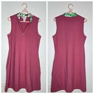 Tommy Bahama Golf Dress 1/4 Zip Solid Pink Sleeveless A-line Pocket Sz M NWOT
